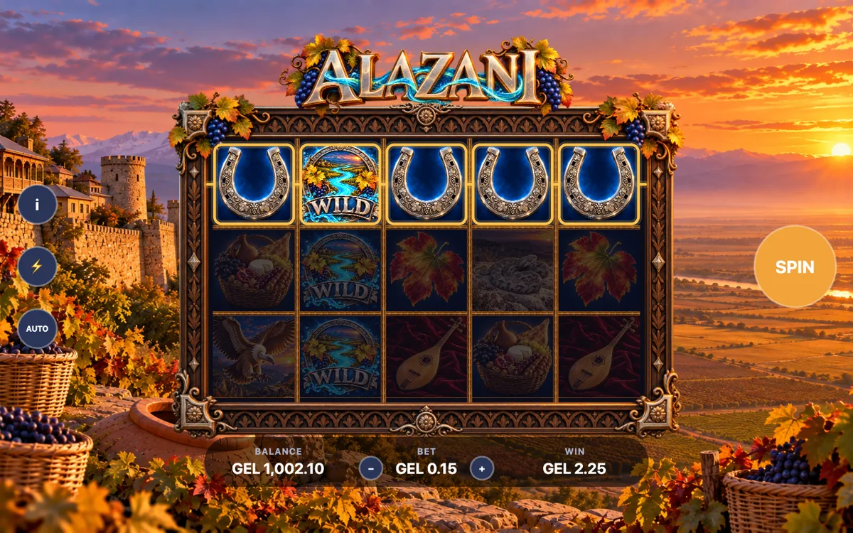Alazani — A line of horseshoes through the river, on a wide screen